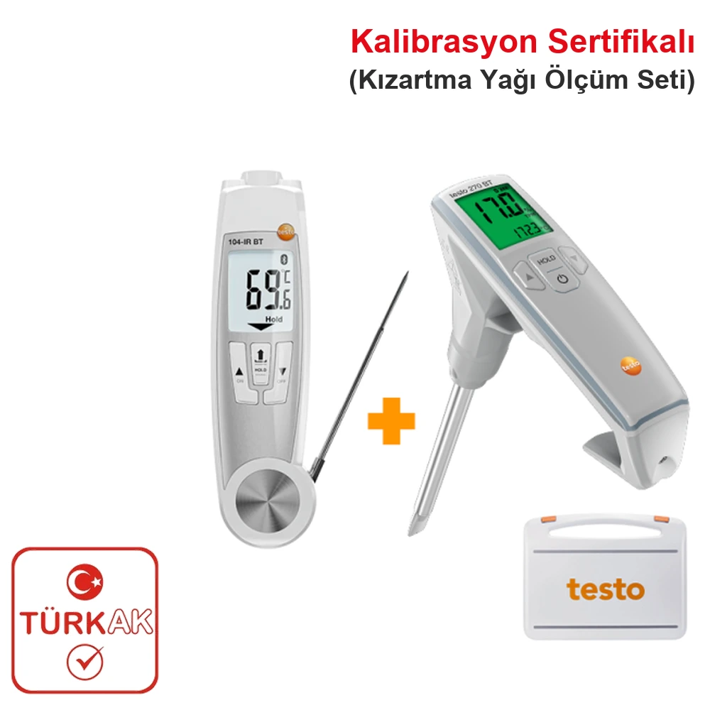 Testo 270 BT + 104-IR BT Kızartma Yağı Kalite Ve Sıcaklık Ölçüm Seti
