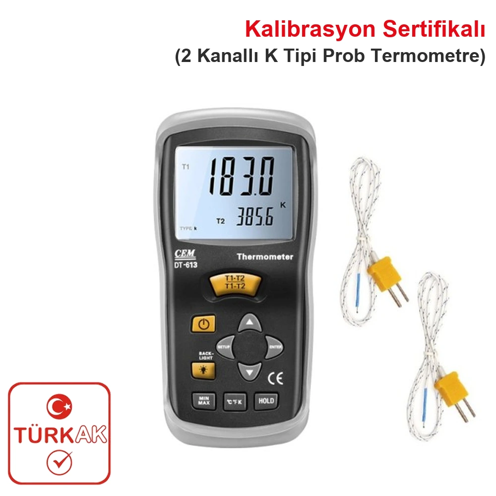 Cem DT613 K Tipi Prob Bağlanabilen 2 Kanallı Termometre